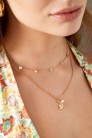 Halskette mit Anhängern - Goldfarbener Edelstahl h5 Bild3